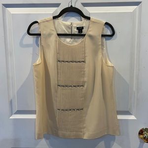 J Crew Ivory pleated shell with rhinestones